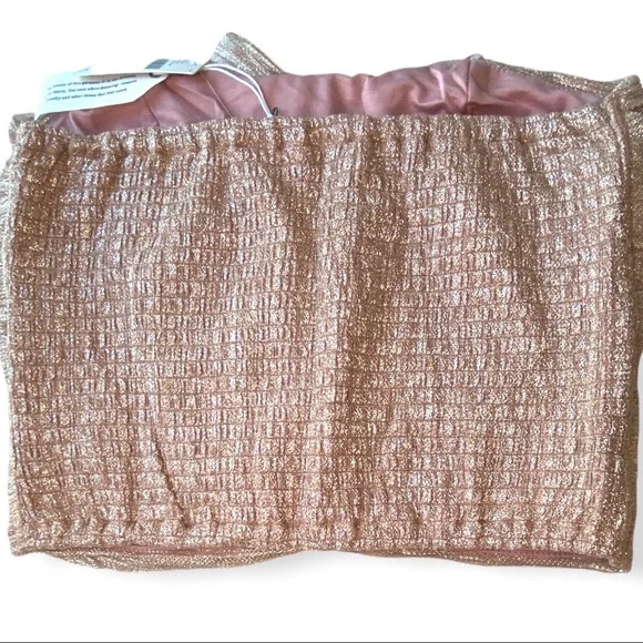 Anthropologie Maeve 🆕| 🎄Ruffled Metallic Cropped Tube Top. - Picture 4 of 7